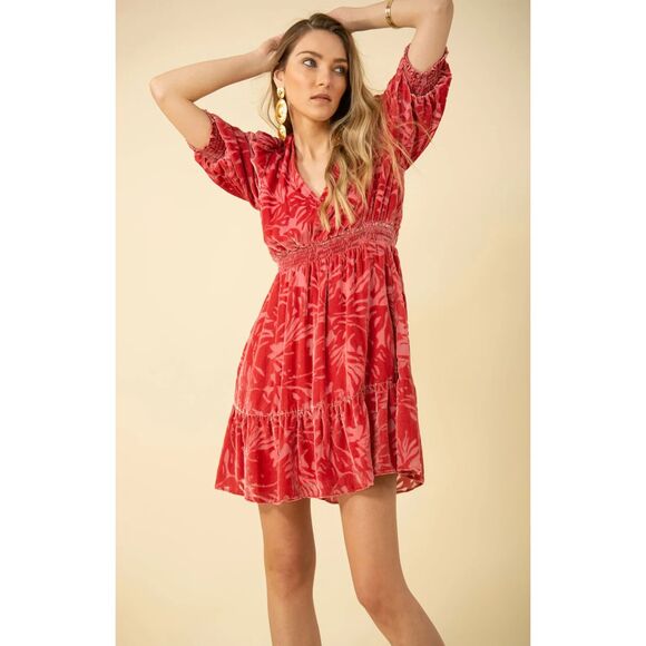 Hale Bob Willow Solid Velvet Burnout Dress in Rose size XS Orig. $432 - Picture 1 of 7